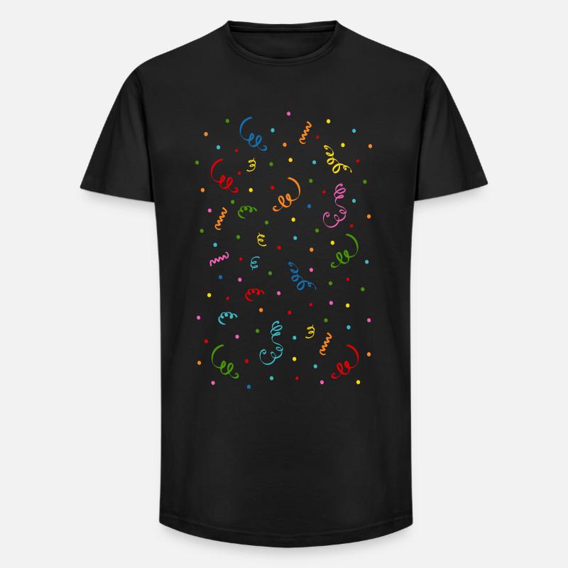 Konfetti Luftschlangen  - Long Fit Männer T-Shirt - Schwarz