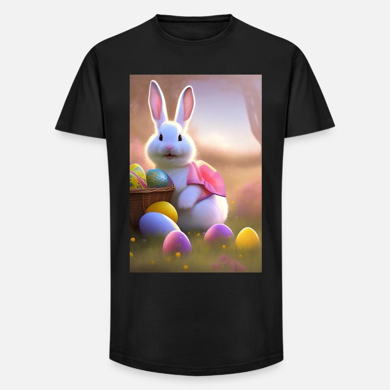 Osterhase mit Oster Eier - Long Fit Männer T-Shirt - Schwarz