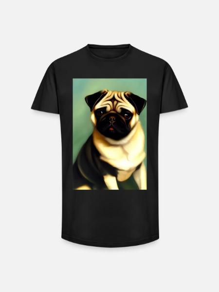 Pug Dog - Long Fit Men's T-Shirt - black