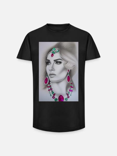 Kvinde med smykker - Long fit herre T-shirt - sort