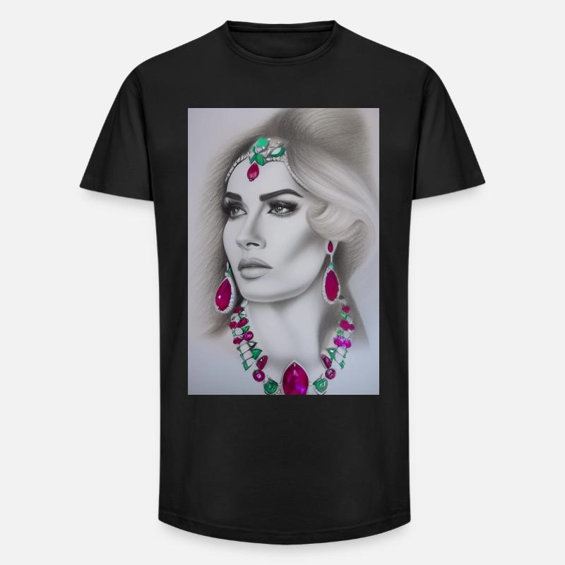 Frau mit Schmuck - Long Fit Männer T-Shirt - Schwarz