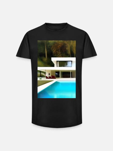 White villa with pool - Long Fit Men's T-Shirt - black
