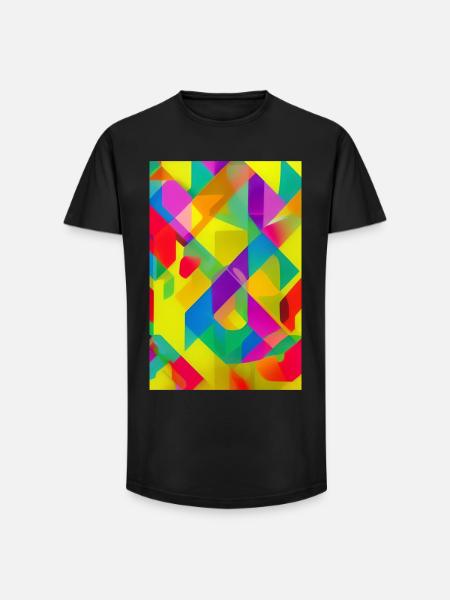 Retro Muster Bunt - Long Fit Männer T-Shirt - Schwarz