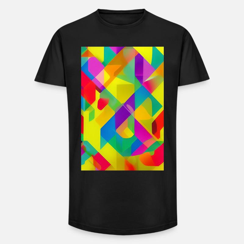 Retro Muster Bunt - Long Fit Männer T-Shirt - Schwarz