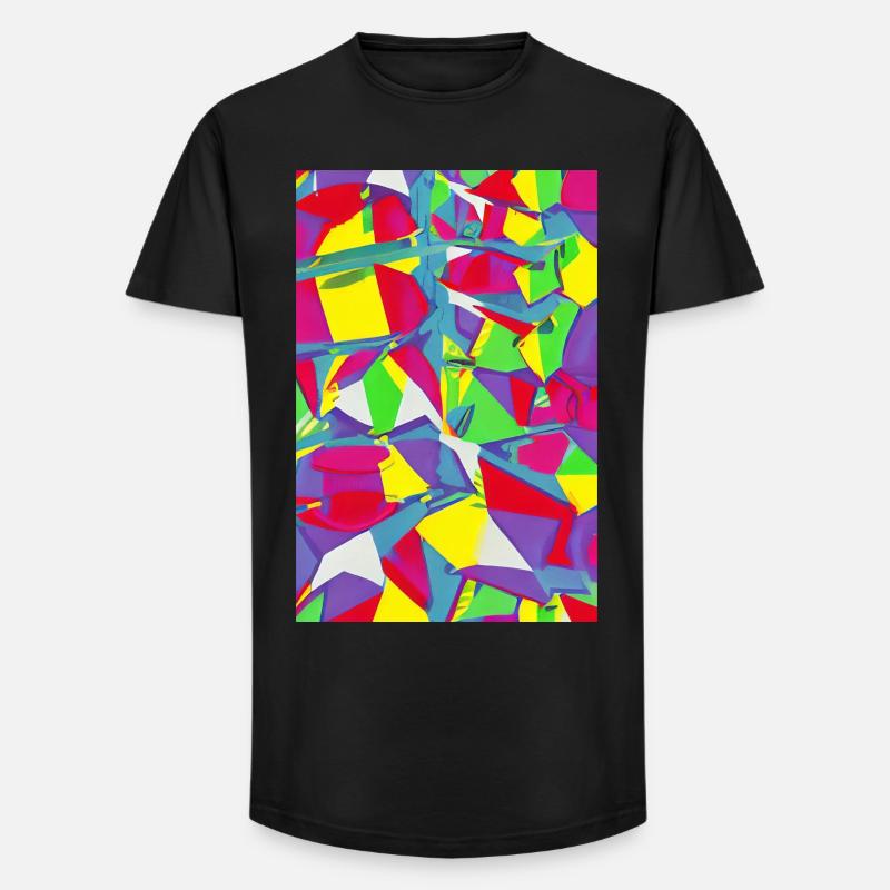Retro Muster Bunt - Long Fit Männer T-Shirt - Schwarz