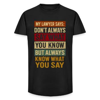 Legal Advice Motivational Quote T-Shirt  - Long Fit Men's T-Shirt - black - Front - AI Model Male 185 light (185cm)