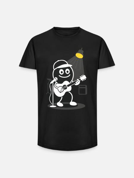 Ribbo plays guitar with heart - Long Fit Men's T-Shirt - black