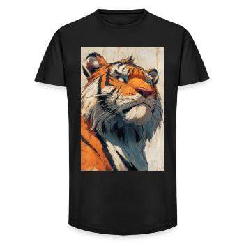 Illustration of a tiger - T-shirt coupe longue homme - noir - Devant - AI Model Male 185 light (185cm)