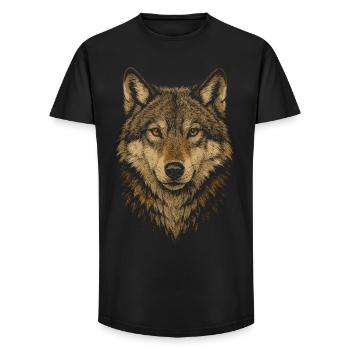 Wolfs Design - Long Fit Männer T-Shirt - Schwarz - Vorne - AI Model Male 185 light (185cm)