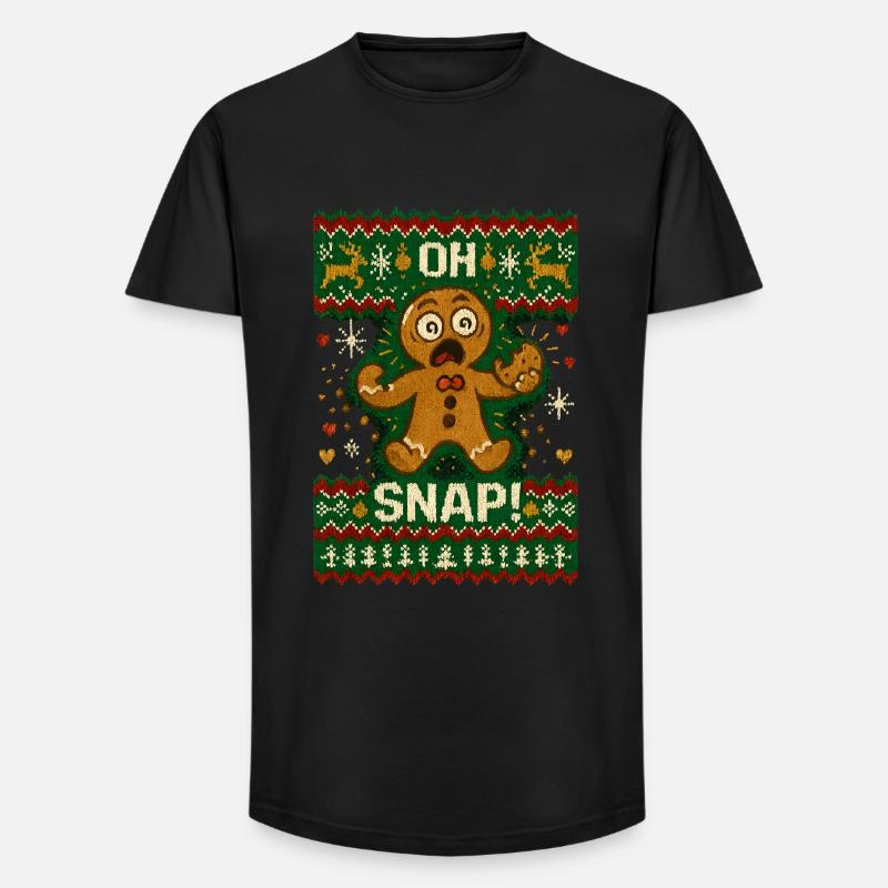 Oh Snap Lebkuchenmann Ugly Christmas - Long Fit Männer T-Shirt - Schwarz