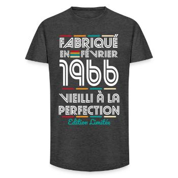 60th Anniversary - Made in February 1966 - Long Fit Men's T-Shirt - charcoal grey - Front - AI Model Male 185 light (185cm)