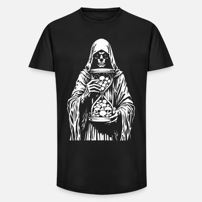 Sensenmann mit Schädeln - Long Fit Männer T-Shirt - Schwarz
