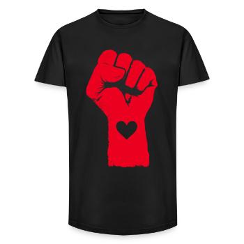 Rote Faust mit Herz - Long Fit Männer T-Shirt - Schwarz - Vorne - AI Model Male 185 light (185cm)