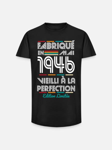80th Anniversary - Made in May 1946 - Long Fit Men's T-Shirt - black