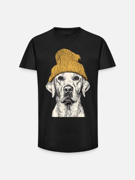 Beanie Retriever - Long Fit Men's T-Shirt - black