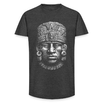 Viracocha Face – Mystical Andean Gods Motif - Long Fit Men's T-Shirt - charcoal grey - Front - AI Model Male 185 light (185cm)