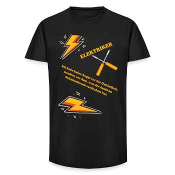 Elektriker T-Shirt Lustiges Geschenk Beruf Humor!! - Long Fit Männer T-Shirt - Schwarz - Vorne - AI Model Male 185 light (185cm)
