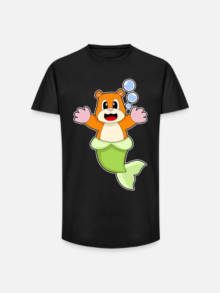 Hamster Sirène - T-shirt coupe longue homme - noir