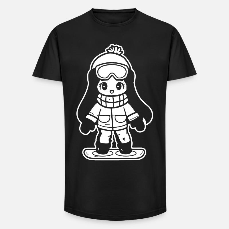 Snowboarder Mädchen - Long Fit Männer T-Shirt - Schwarz