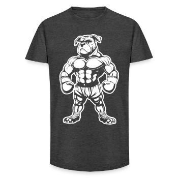 Dessin de chien boxeur - T-shirt coupe longue homme - charbon - Devant - AI Model Male 185 light (185cm)