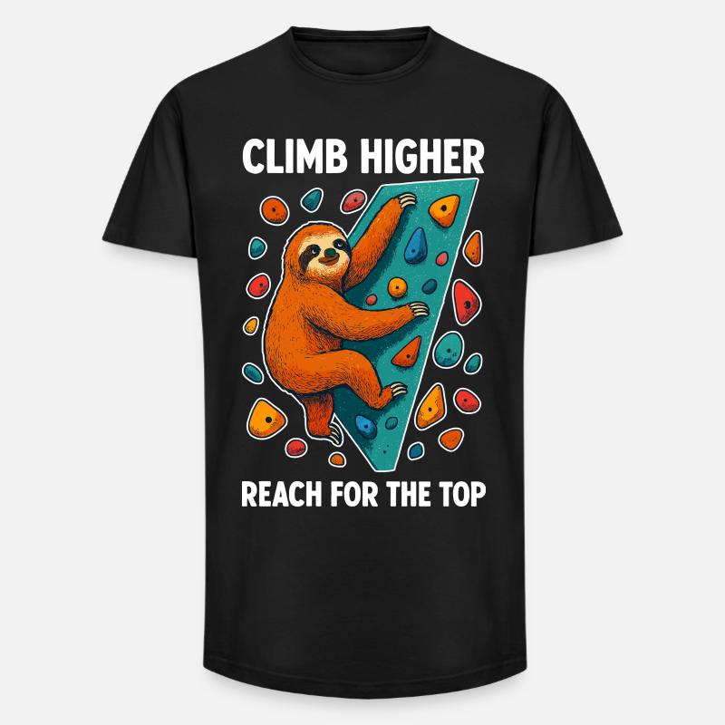 Bouldering Sloth Climbing Boulder Climber - Long Fit Men's T-Shirt - black