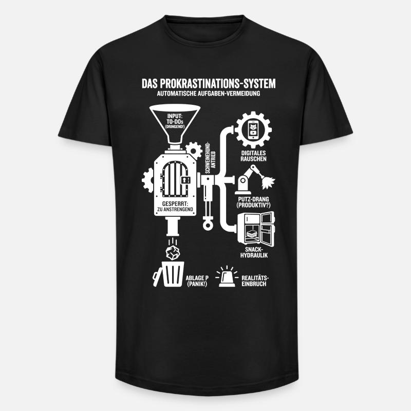 Procrastination System Funny Infographic - Long Fit Men's T-Shirt - black