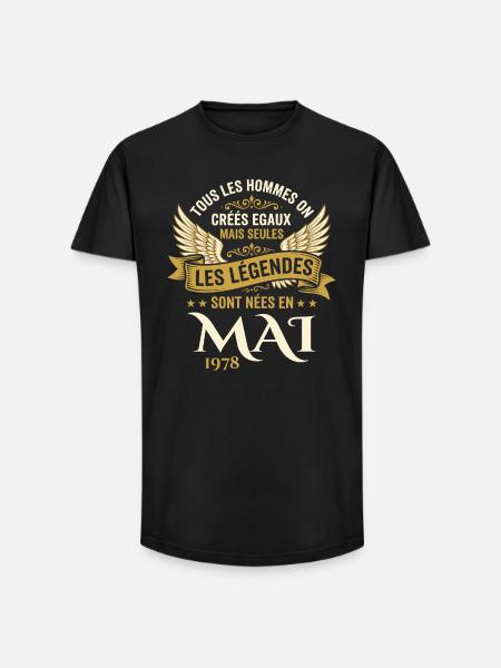 Anniversaire Mai 1978 - T-shirt coupe longue homme - noir