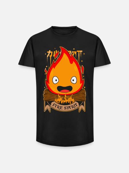 de feu - T-shirt coupe longue homme - noir