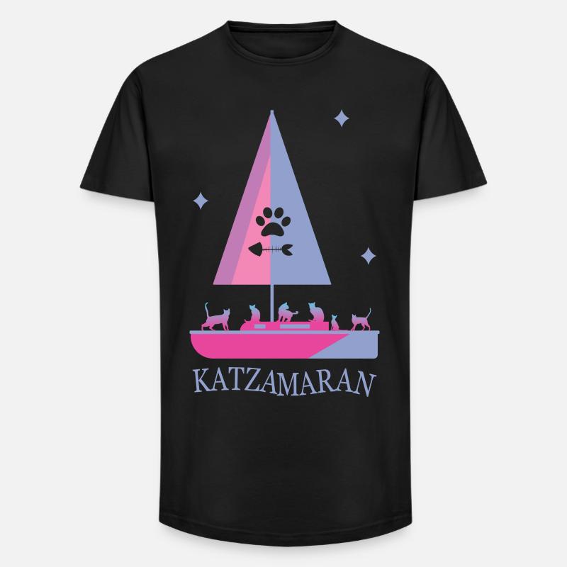 Katzamaran Boot - Long Fit Männer T-Shirt - Schwarz