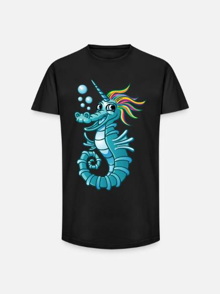 licorne des mers - T-shirt coupe longue homme - noir