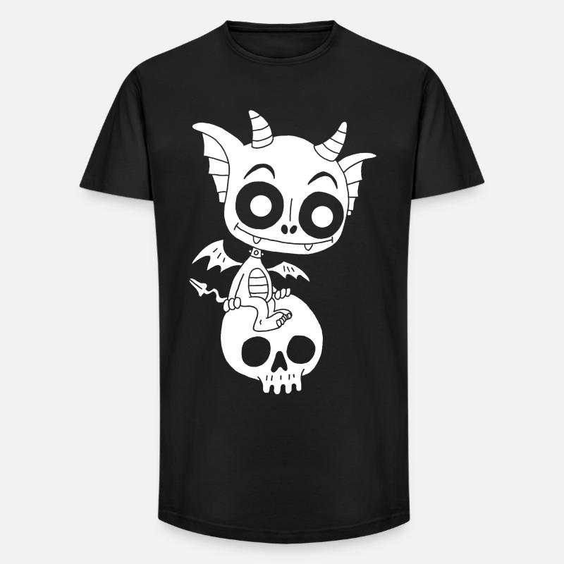 Petit démon blanc se repose - T-shirt coupe longue homme - noir
