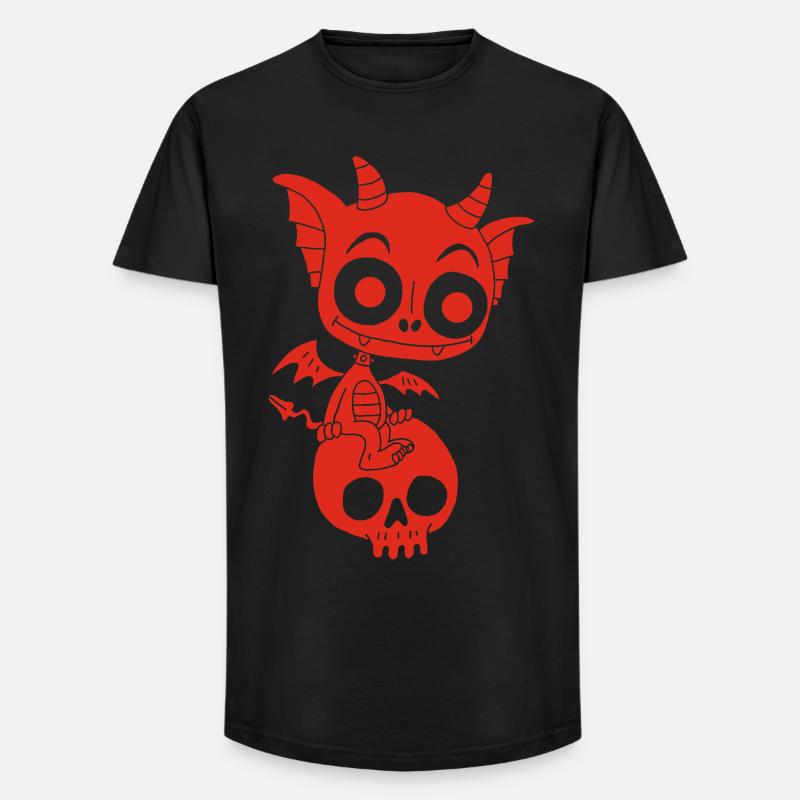 Kleiner roter Dämon ruht - Long Fit Männer T-Shirt - Schwarz