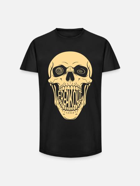 Freak Out Skull - Long Fit Men's T-Shirt - black
