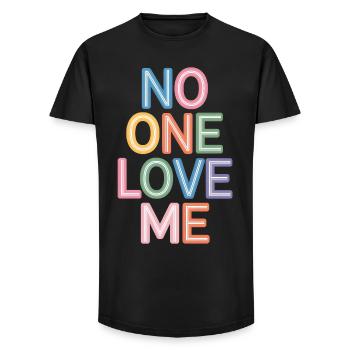 Say No One  Love Me Colorful Text Print - Long Fit Men's T-Shirt - black - Front - AI Model Male 185 light (185cm)
