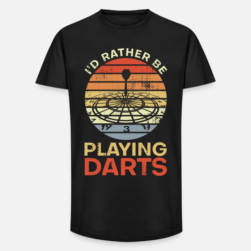 I'd Rather Be Playing Darts - Long Fit Männer T-Shirt - Schwarz