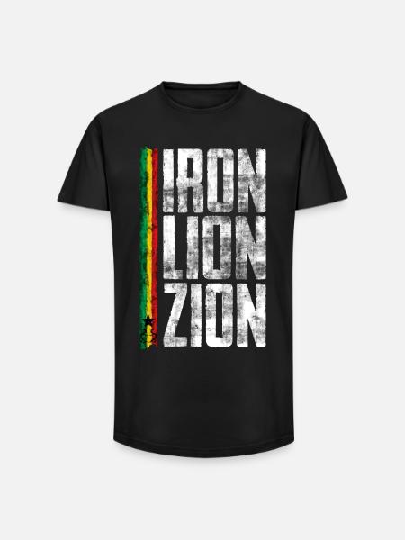 Iron Lion Rastafari Design - Long Fit Men's T-Shirt - black