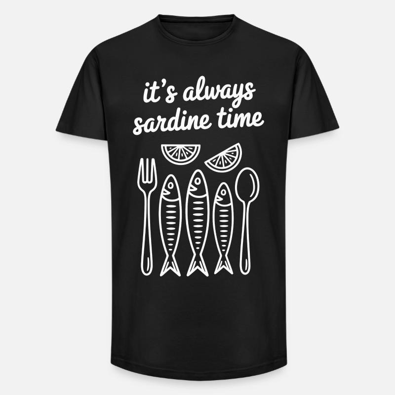 it's always sardine time - Long Fit Männer T-Shirt - Schwarz