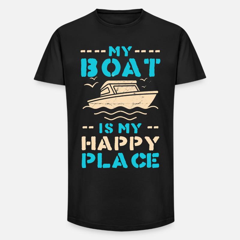 Boot als Happy Place – maritimes Motiv - Long Fit Männer T-Shirt - Schwarz