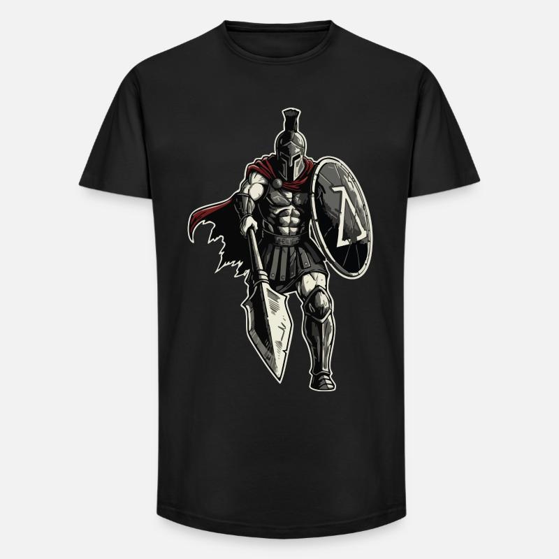 Veteran Spartan Combat Spear Shield Maskottchen - Long Fit Männer T-Shirt - Schwarz