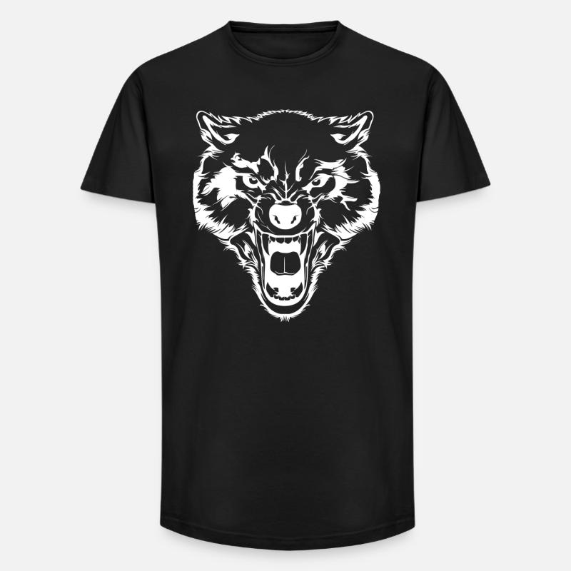 Wolf - Cooler Wolf - Zeichnung - Long Fit Männer T-Shirt - Schwarz