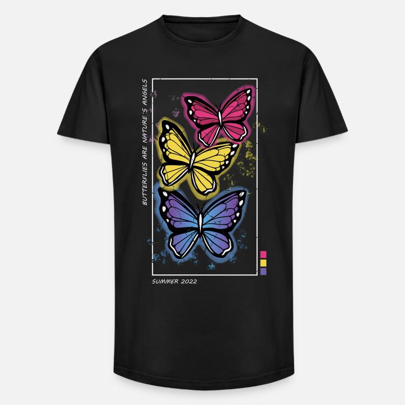 Bunte Schmetterlinge - Long Fit Männer T-Shirt - Schwarz