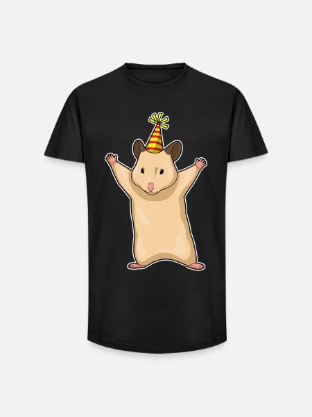Hamster Birthday Party Hat - Long Fit Men's T-Shirt - black