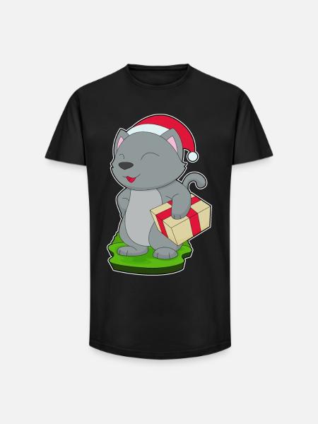 Forfait Noël chat - T-shirt coupe longue homme - noir