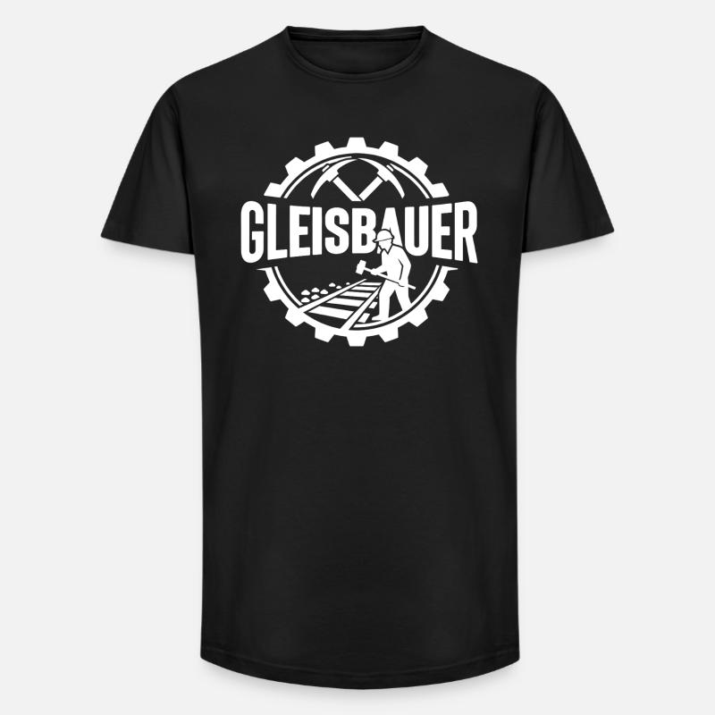 Gleisbauer Baustelle Eisenbahn - Long Fit Männer T-Shirt - Schwarz
