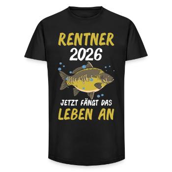 Rentner 2026 Fisch Ruhestand - Long Fit Männer T-Shirt - Schwarz - Vorne - AI Model Male 185 light (185cm)
