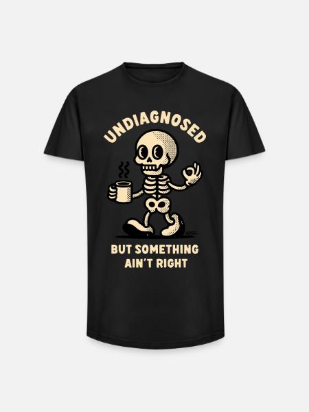 Undiagnosed Skeleton Mug Tee - Long Fit Men's T-Shirt - black