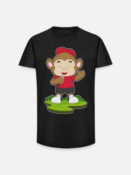 Monkey Singer Microphone Singing - Long Fit Men's T-Shirt - black