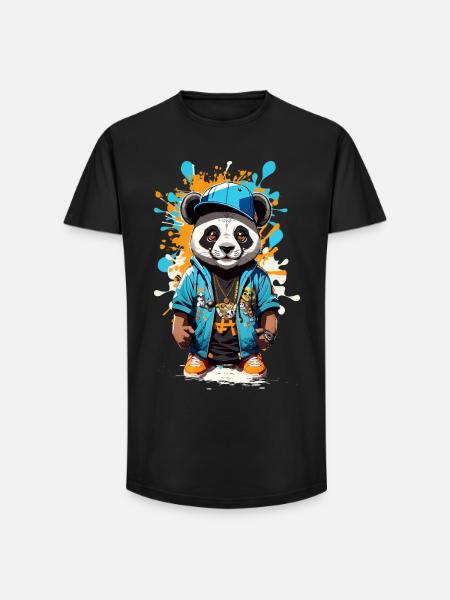 Panda Ours - T-shirt coupe longue homme - noir