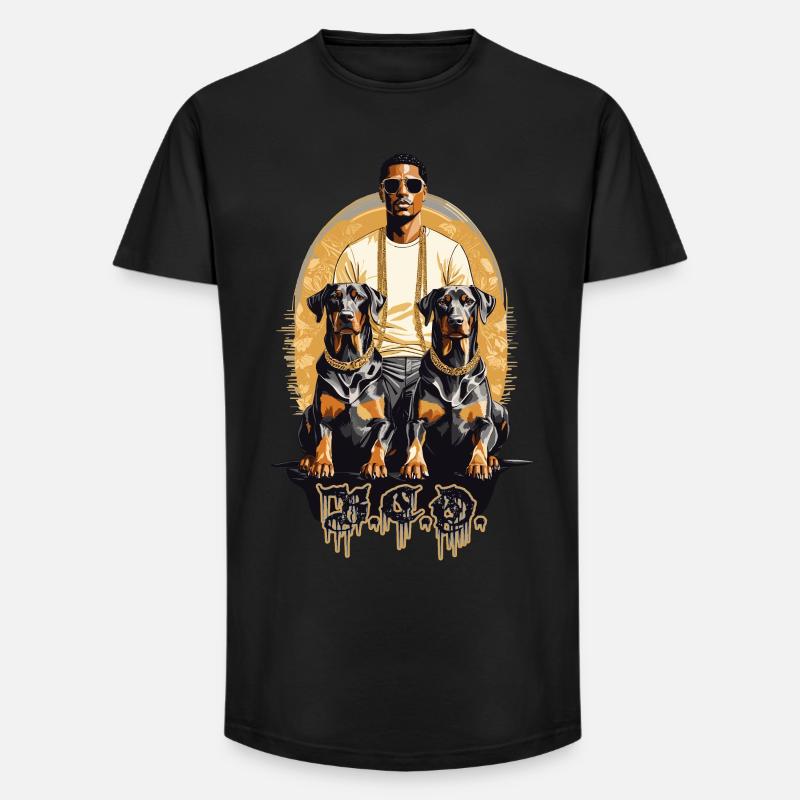 Rapper mit Dobermänner - Long Fit Männer T-Shirt - Schwarz