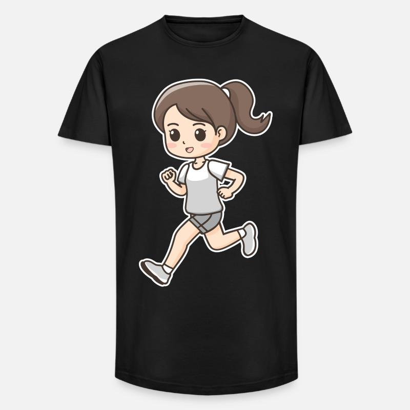 Läuferin Comic Look - Long Fit Männer T-Shirt - Schwarz